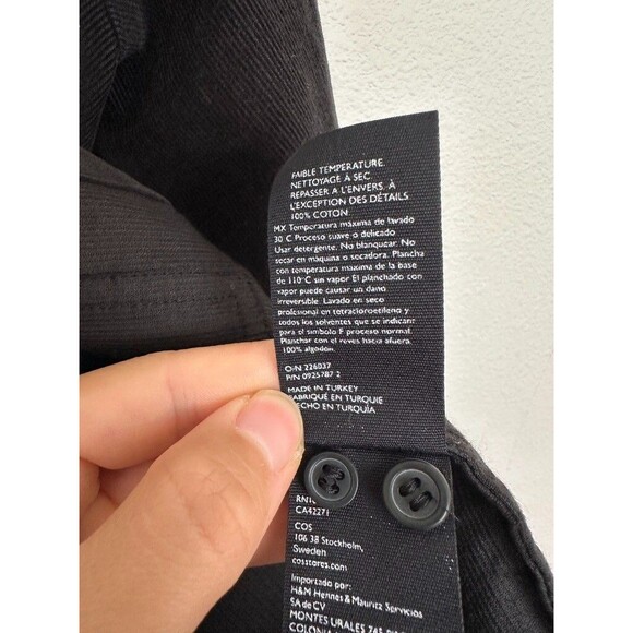 COS Corduroy Relaxed Button Front Tunic Long Sleeve Black Oversized Women's 12 - Picture 7 of 11